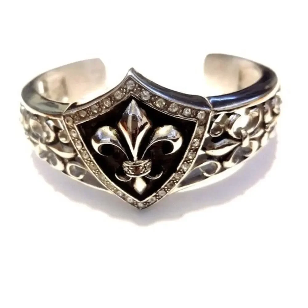 New stainless steel‎ fleur-de-lis bangle  bracelet